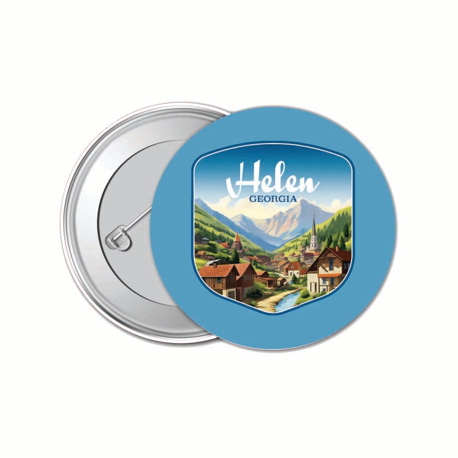 Helen Georgia Town in Mountains Design Souvenir Small 1-Inch Button Pin 4 Pack Image 1