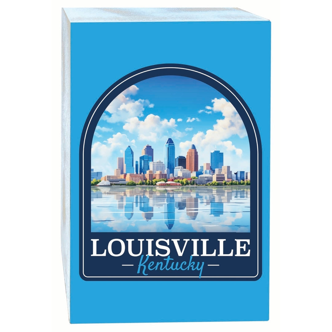 Louisville Kentucky Daytime Cityscape Design Souvenir Wood sign with frame 5x7 Image 1