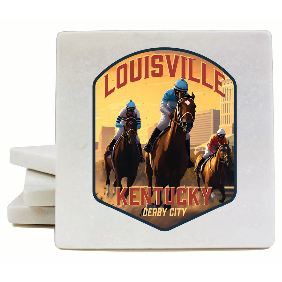 Louisville Kentucky Derby City Design Souvenir 4x4-Inch Coaster Marble 4 Pack Image 1