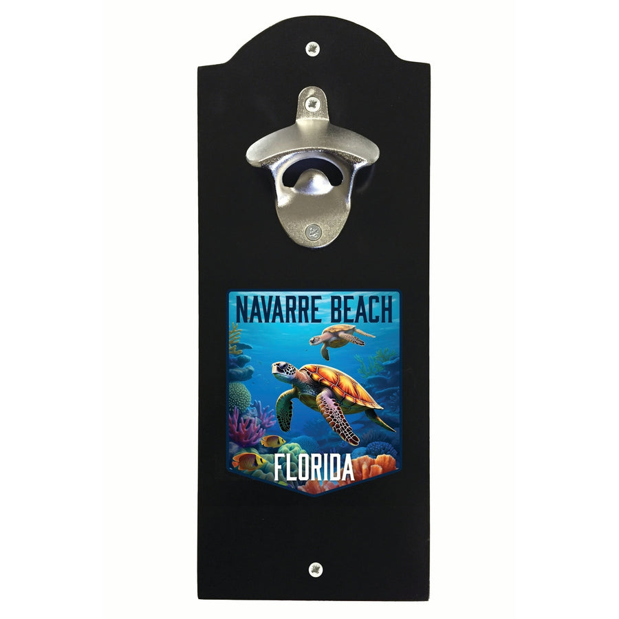 Navarre Beach Florida Underwater Turtle Design Souvenir Wall mounted bottle opener Image 1