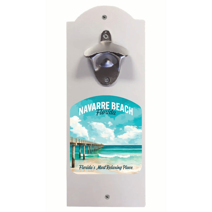 Navarre Beach Florida Pier Painting Design Souvenir Wall mounted bottle opener Image 2