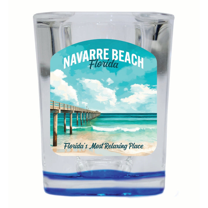 Navarre Beach Florida Pier Painting Design Souvenir 2 Ounce Shot Glass Square Image 3