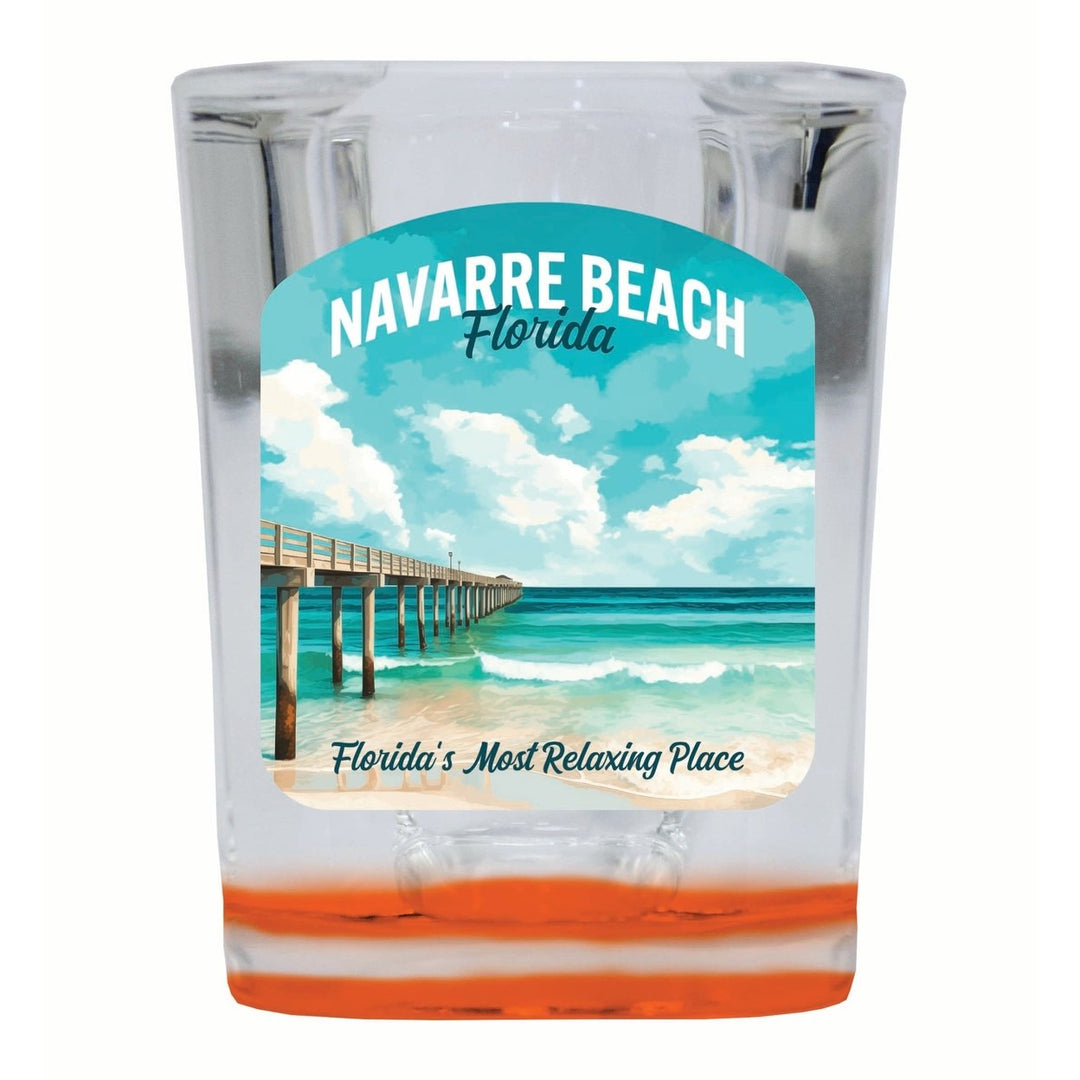 Navarre Beach Florida Pier Painting Design Souvenir 2 Ounce Shot Glass Square Image 4