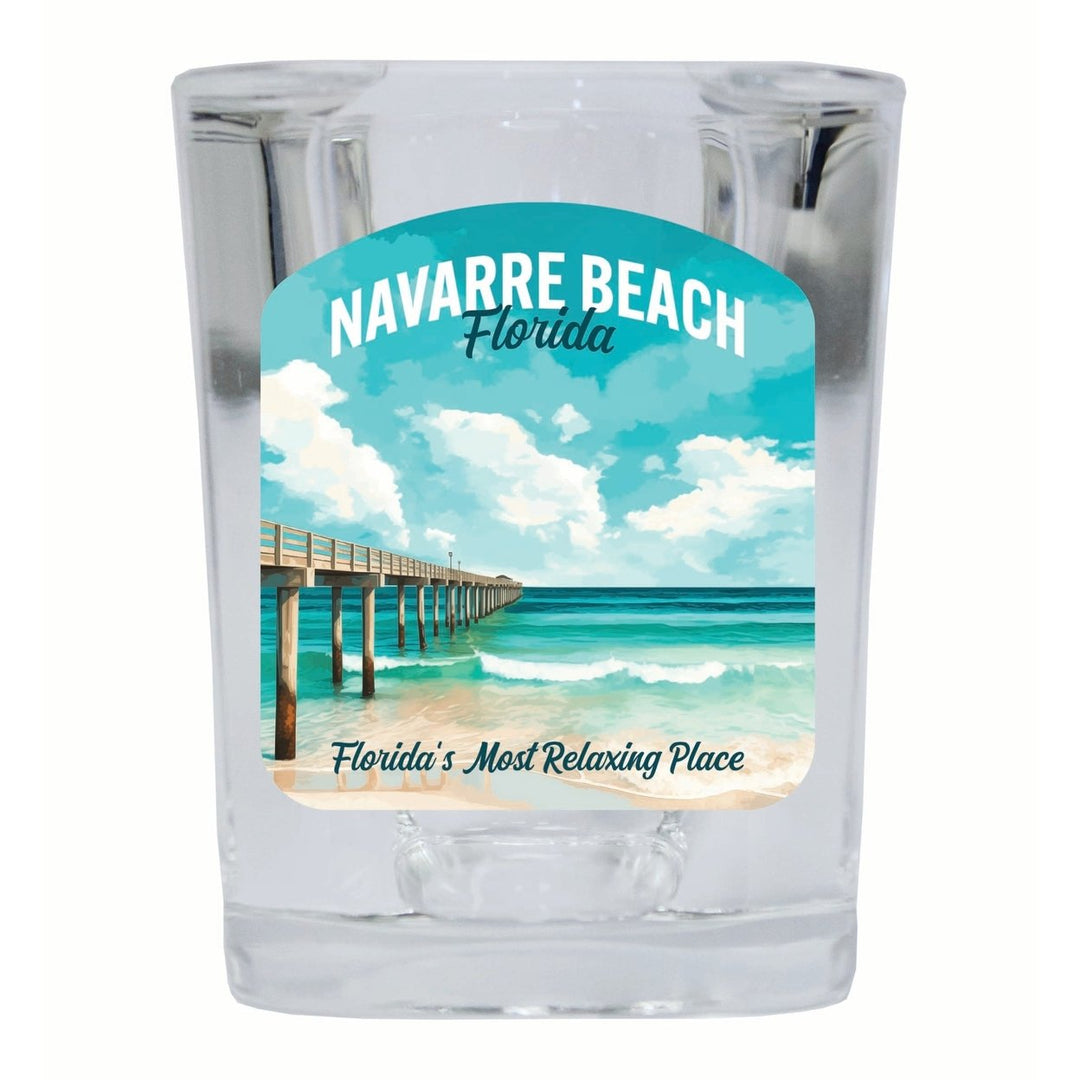 Navarre Beach Florida Pier Painting Design Souvenir 2 Ounce Shot Glass Square Image 4