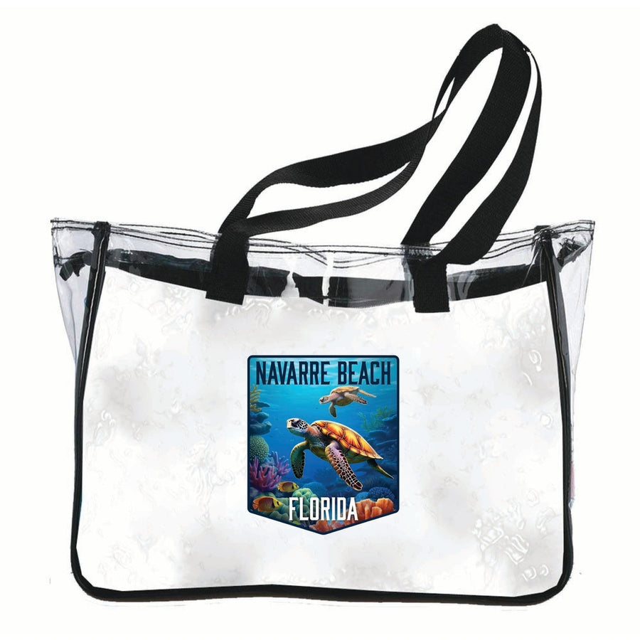 Navarre Beach Florida Underwater Turtle Design Souvenir Clear Tote Bag Image 1