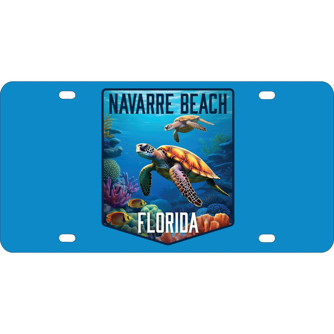 Navarre Beach Florida Underwater Turtle Design Souvenir Metal License Plate Image 1