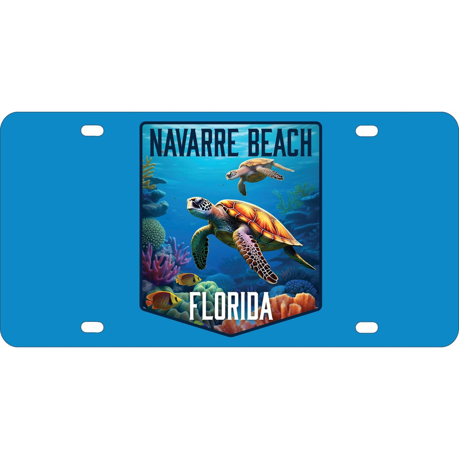 Navarre Beach Florida Underwater Turtle Design Souvenir Metal License Plate Image 1