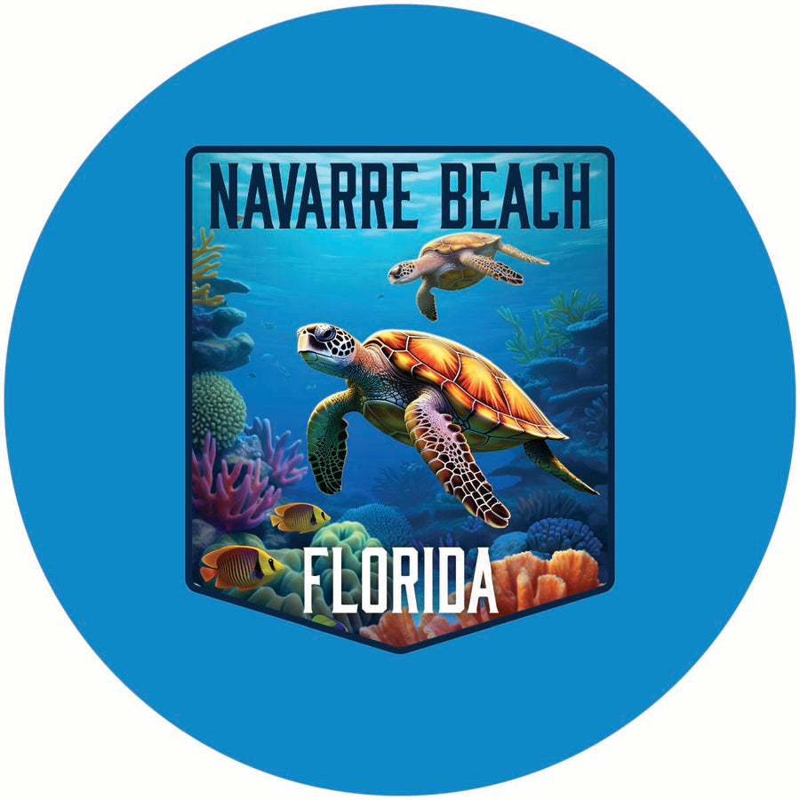 Navarre Beach Florida Underwater Turtle Design Souvenir Coaster Paper 4 Pack Image 1