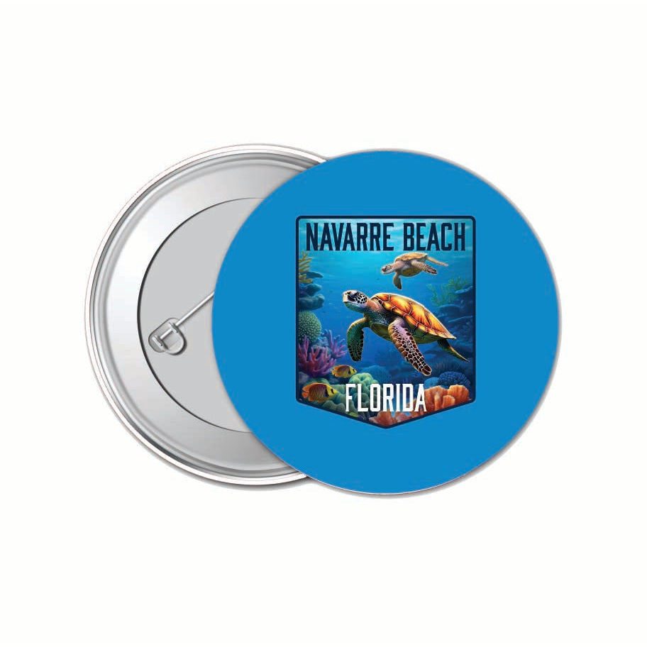 Navarre Beach Florida Underwater Turtle Design Souvenir Small 1-Inch Button Pin 4 Pack Image 1