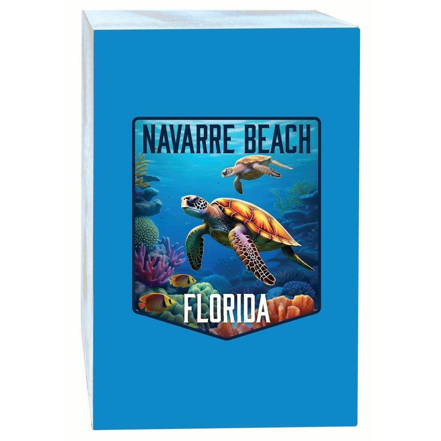 Navarre Beach Florida Underwater Turtle Design Souvenir Wood sign with frame 5x7 Image 1