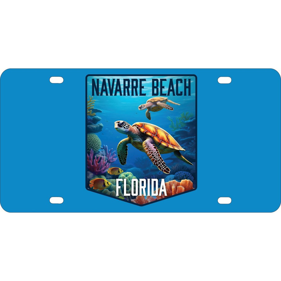 Navarre Beach Florida Underwater Turtle Design Souvenir Mini Metal License Plate 4.75 x 2.25 inch Image 1