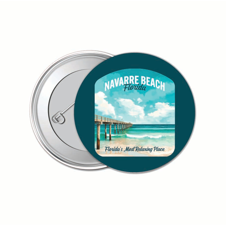 Navarre Beach Florida Pier Painting Design Souvenir Small 1-Inch Button Pin 4 Pack Image 1