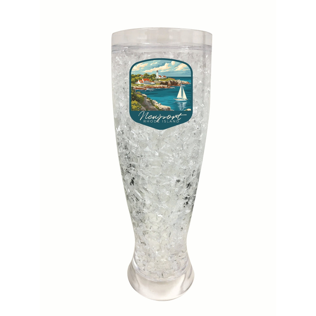 Newport Rhode Island Lighthouse on the Coast Design Souvenir 16 oz Plastic Broken Glass Frosty Mug Image 1