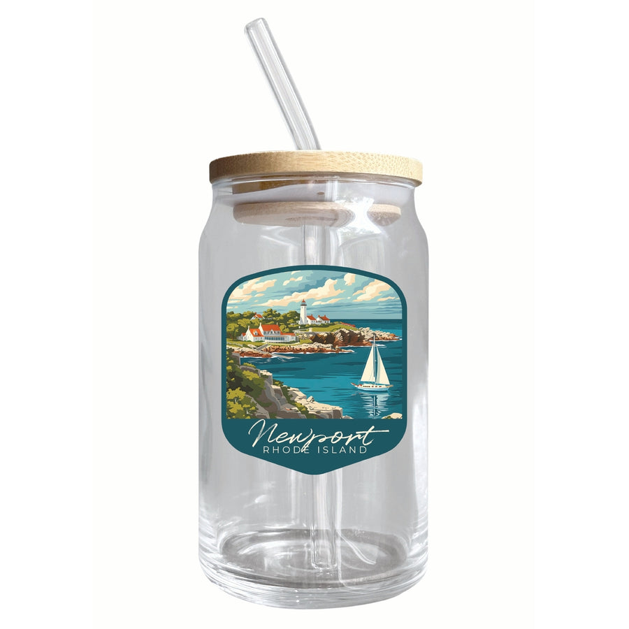 Newport Rhode Island Lighthouse on the Coast Design Souvenir 12 oz Beer Can Glass Image 1