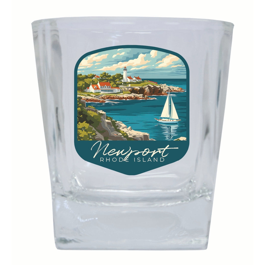 Newport Rhode Island Lighthouse on the Coast Design Souvenir 10 oz Whiskey Glass Rocks Glass Image 1