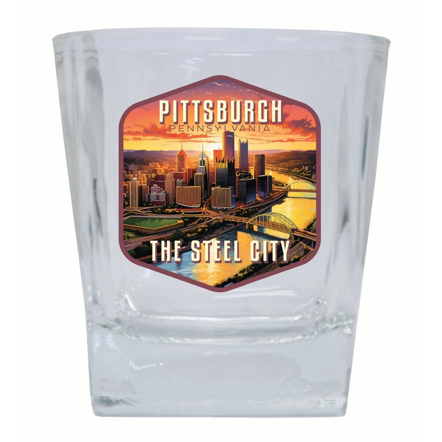 Pittsburgh Pennsylvania The Steel City Design Souvenir 10 oz Whiskey Glass Rocks Glass Image 1