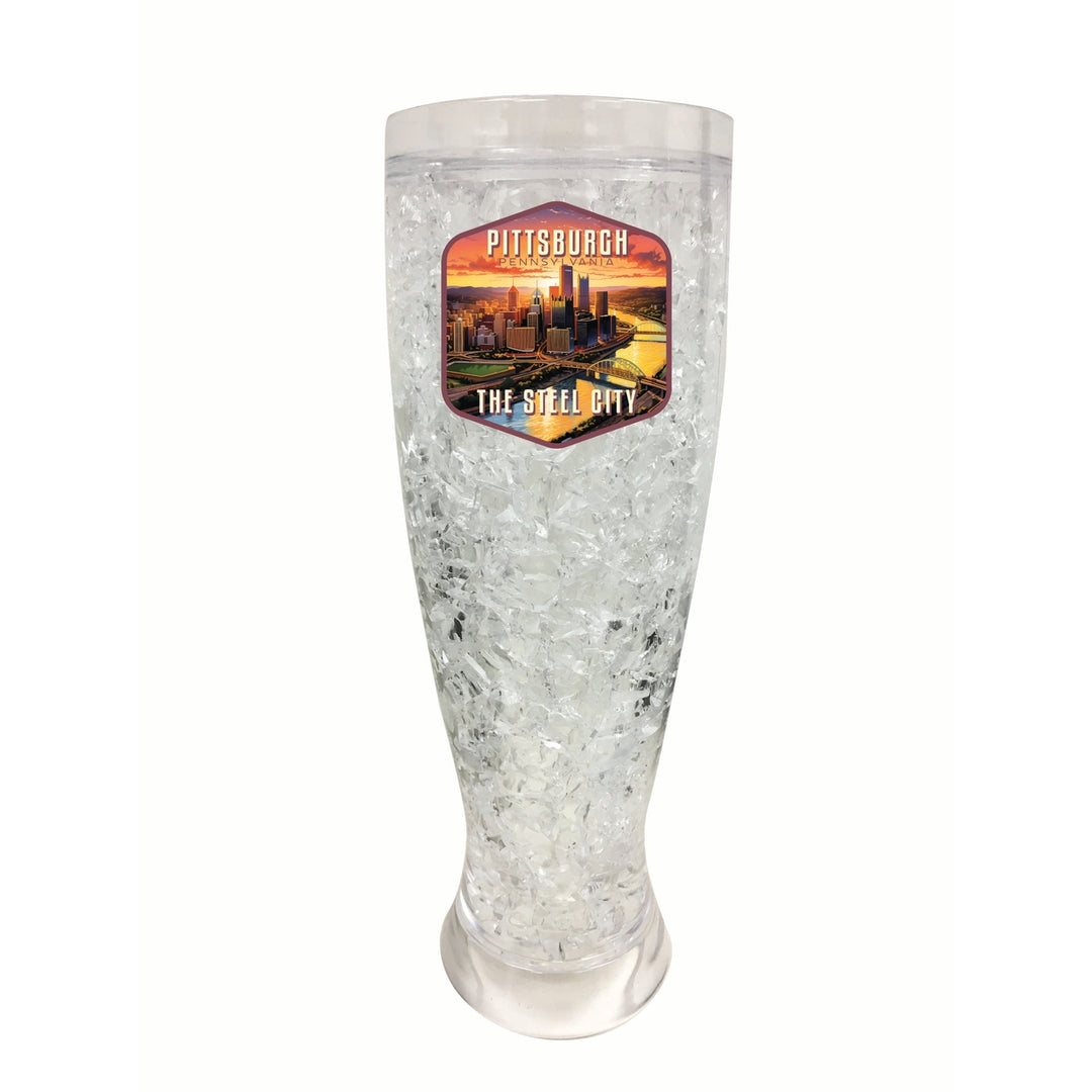 Pittsburgh Pennsylvania The Steel City Design Souvenir 16 oz Plastic Broken Glass Frosty Mug Image 1