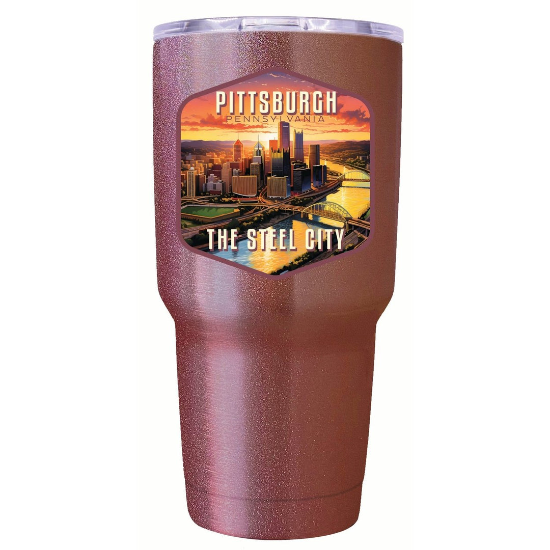 Pittsburgh Pennsylvania The Steel City Design Souvenir 24 oz Insulated Stainless Steel Tumbler Image 4