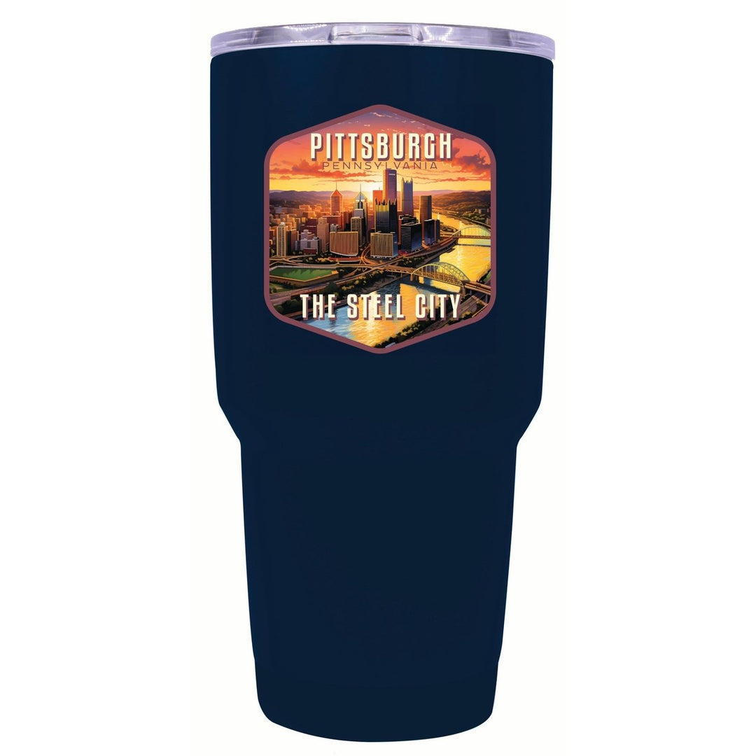 Pittsburgh Pennsylvania The Steel City Design Souvenir 24 oz Insulated Stainless Steel Tumbler Image 1