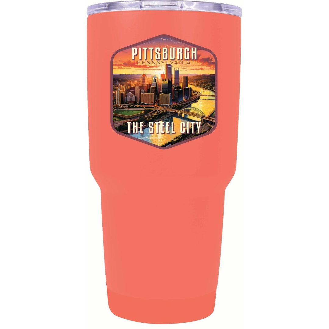 Pittsburgh Pennsylvania The Steel City Design Souvenir 24 oz Insulated Stainless Steel Tumbler Image 1