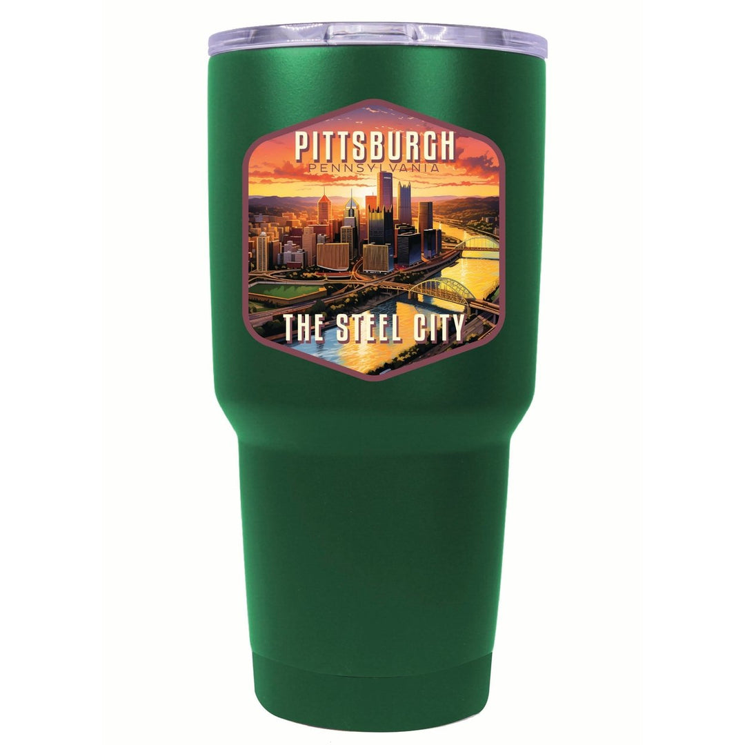 Pittsburgh Pennsylvania The Steel City Design Souvenir 24 oz Insulated Stainless Steel Tumbler Image 1