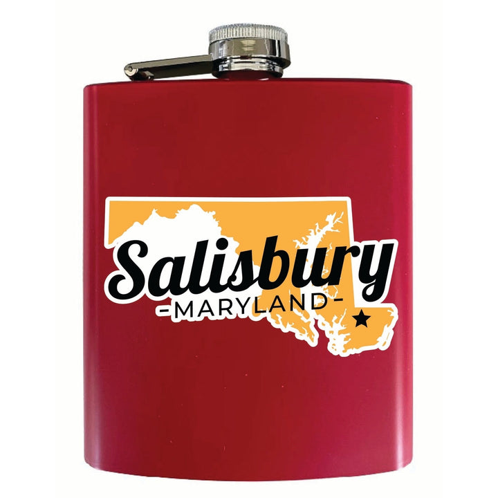 Salisbury Maryland State Shape Design Souvenir 7 oz Steel Flask Matte Finish Image 1