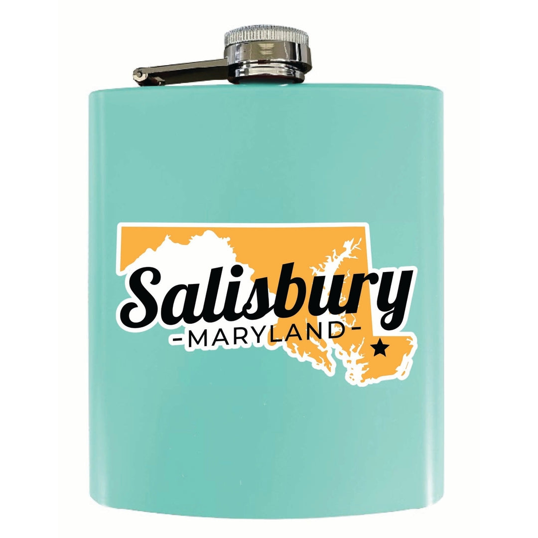 Salisbury Maryland State Shape Design Souvenir 7 oz Steel Flask Matte Finish Image 4