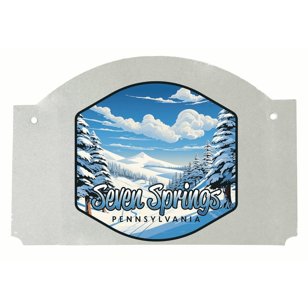 Seven Springs Pennsylvania Ski Slopes Design Souvenir Wood sign flat with string Image 1