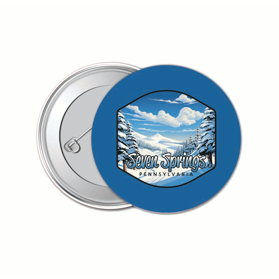 Seven Springs Pennsylvania Ski Slopes Design Souvenir Small 1-Inch Button Pin 4 Pack Image 1