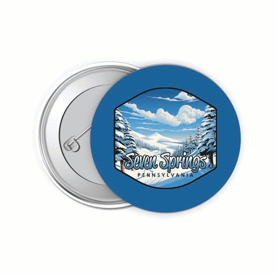 Seven Springs Pennsylvania Ski Slopes Design Souvenir Small 2-Inch Button Pin 4 Pack Image 1