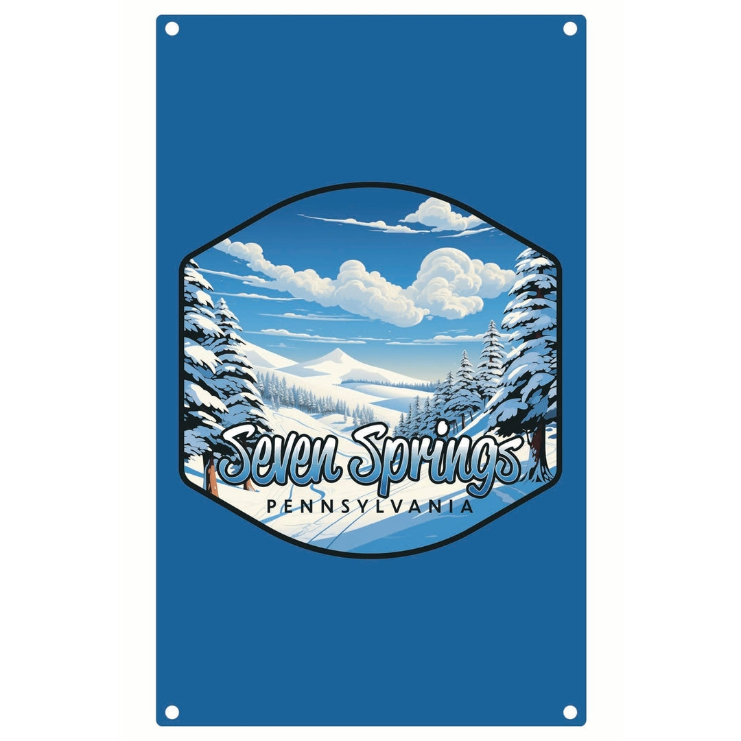 Seven Springs Pennsylvania Ski Slopes Design Souvenir Metal Sign 9 x 15 Image 1