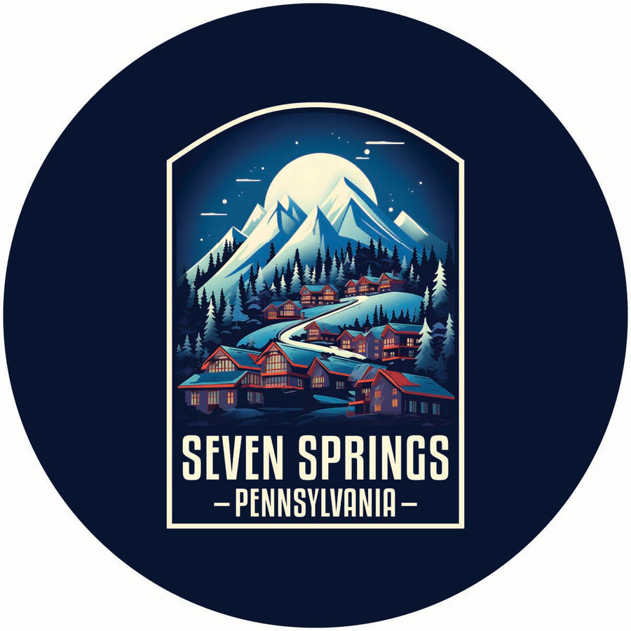 Seven Springs Pennsylvania Snowy Village Design Souvenir Coaster Paper 4 Pack Image 1