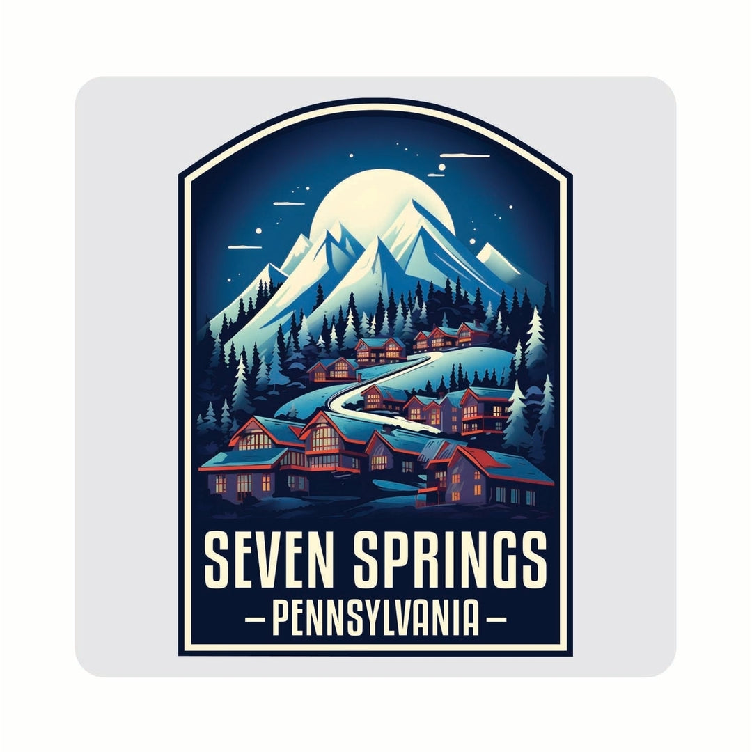 Seven Springs Pennsylvania Snowy Village Design Souvenir 4x4-Inch Coaster Acrylic 4 Pack Image 1