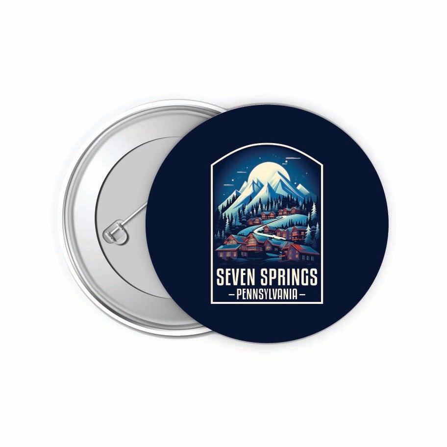 Seven Springs Pennsylvania Snowy Village Design Souvenir Small 2-Inch Button Pin 4 Pack Image 1