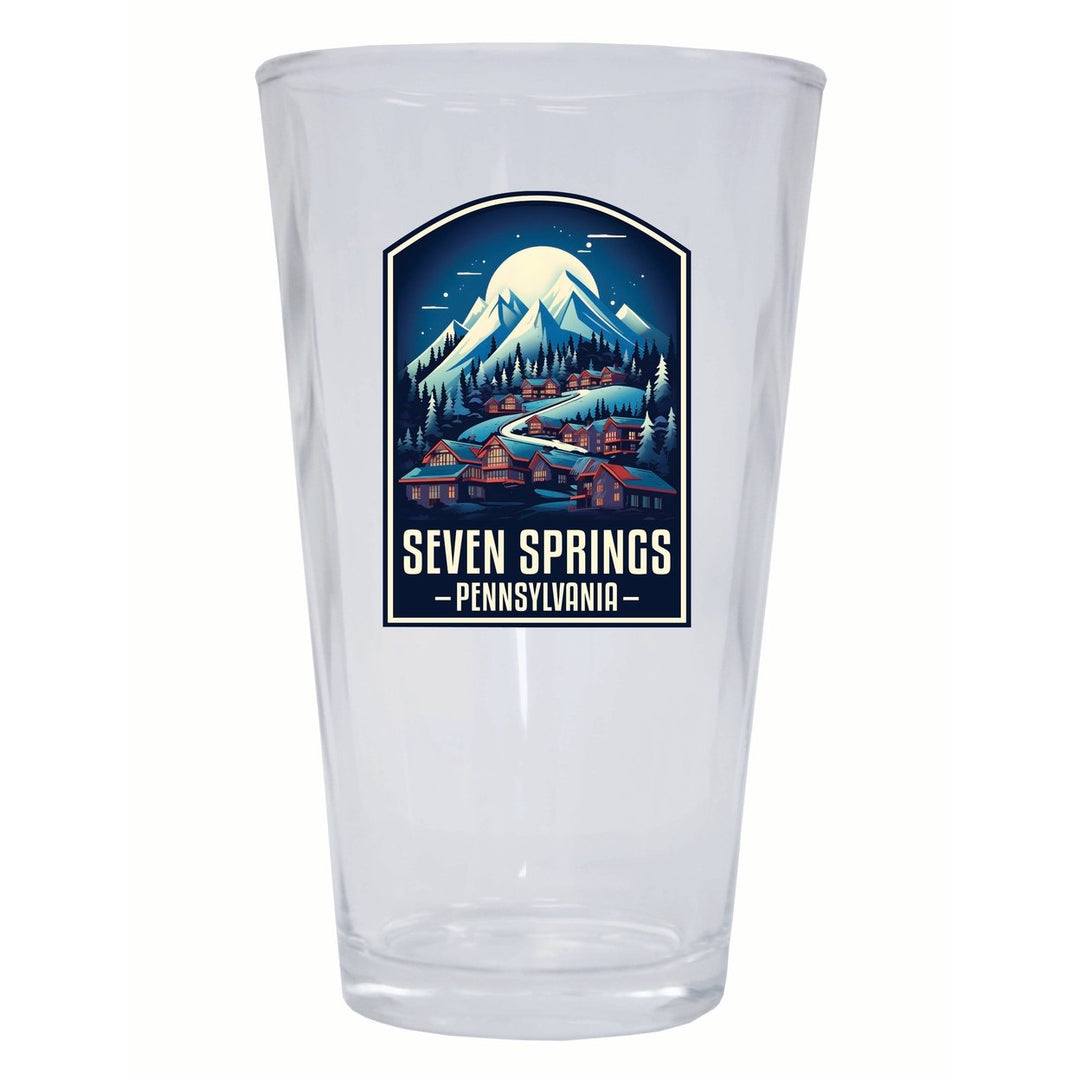 Seven Springs Pennsylvania Snowy Village Design Souvenir 16 oz Pint Glass Image 1