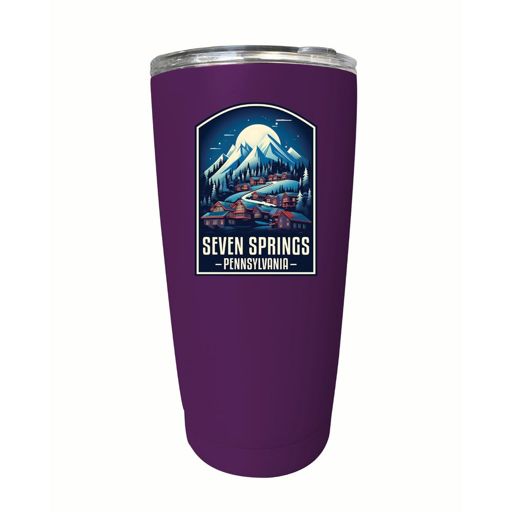 Seven Springs Pennsylvania Snowy Village Design Souvenir 16 oz Stainless Steel Insulated Tumbler Image 2