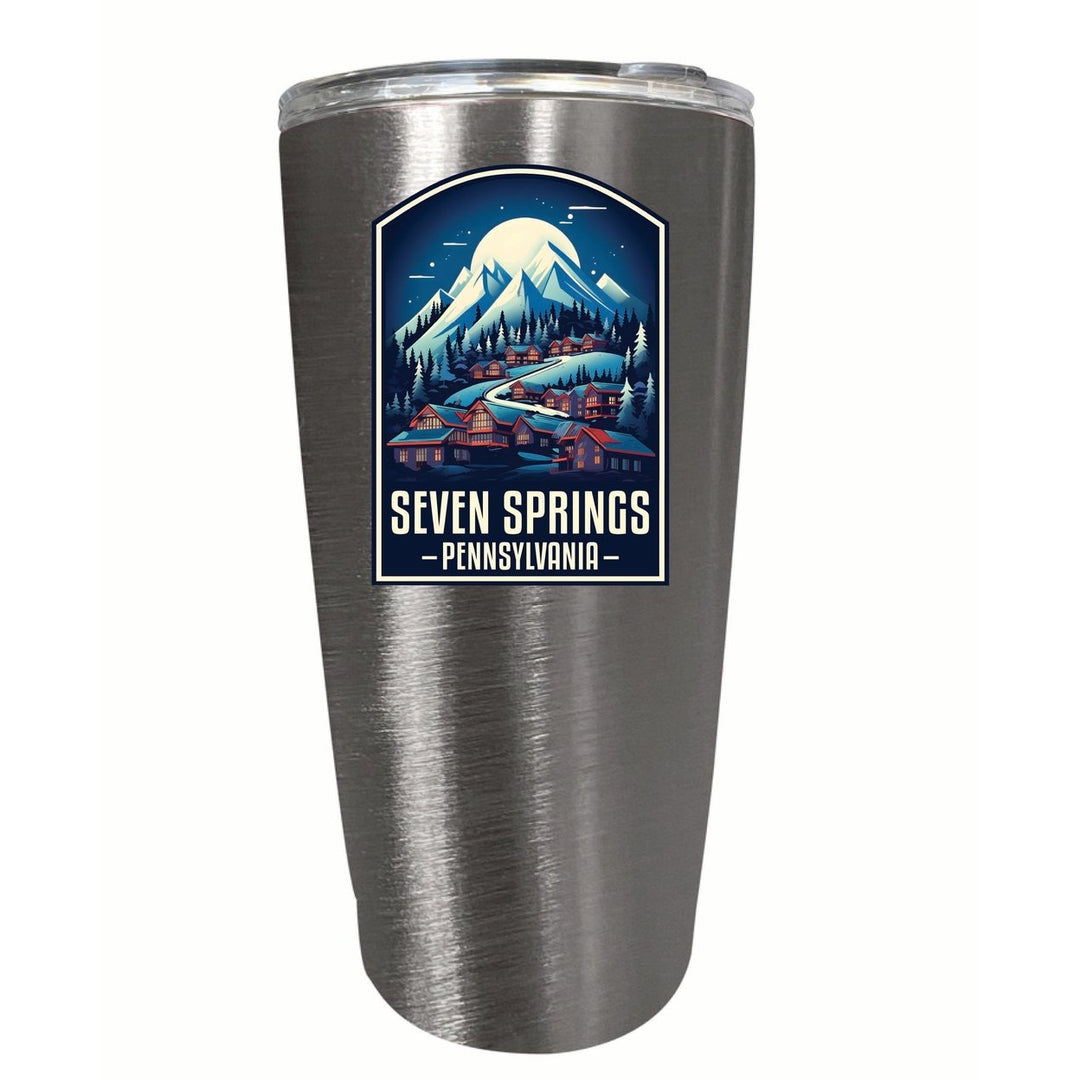 Seven Springs Pennsylvania Snowy Village Design Souvenir 16 oz Stainless Steel Insulated Tumbler Image 4