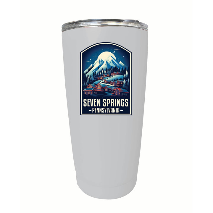 Seven Springs Pennsylvania Snowy Village Design Souvenir 16 oz Stainless Steel Insulated Tumbler Image 6