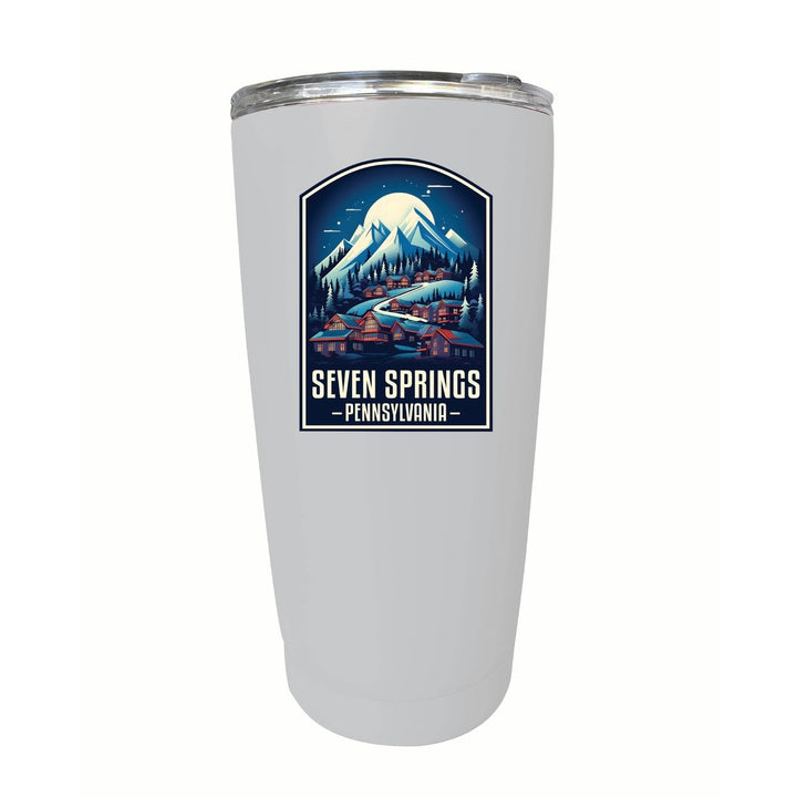 Seven Springs Pennsylvania Snowy Village Design Souvenir 16 oz Stainless Steel Insulated Tumbler Image 1