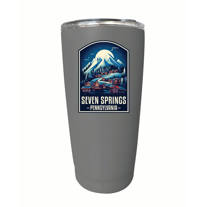 Seven Springs Pennsylvania Snowy Village Design Souvenir 16 oz Stainless Steel Insulated Tumbler Image 8