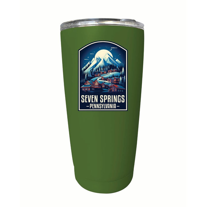 Seven Springs Pennsylvania Snowy Village Design Souvenir 16 oz Stainless Steel Insulated Tumbler Image 9