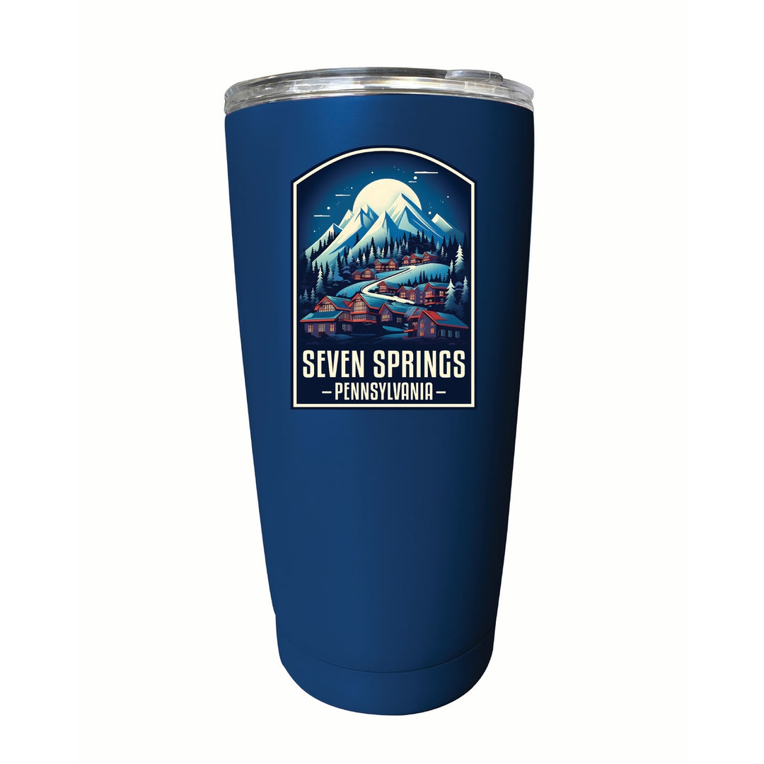 Seven Springs Pennsylvania Snowy Village Design Souvenir 16 oz Stainless Steel Insulated Tumbler Image 10