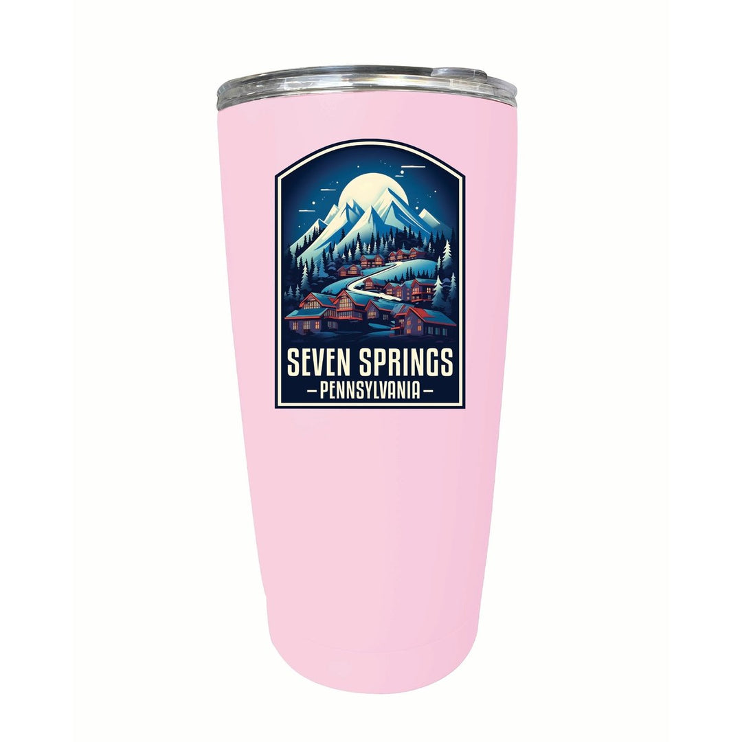 Seven Springs Pennsylvania Snowy Village Design Souvenir 16 oz Stainless Steel Insulated Tumbler Image 11