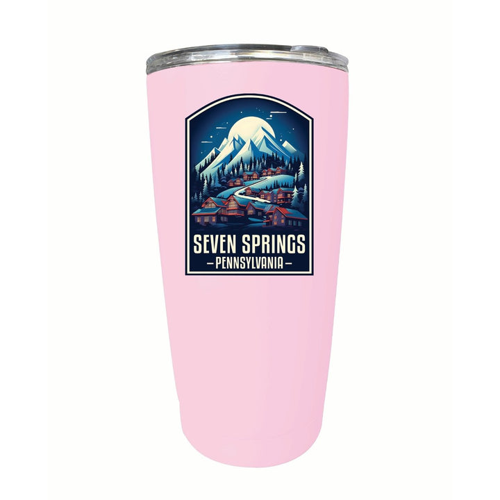 Seven Springs Pennsylvania Snowy Village Design Souvenir 16 oz Stainless Steel Insulated Tumbler Image 11