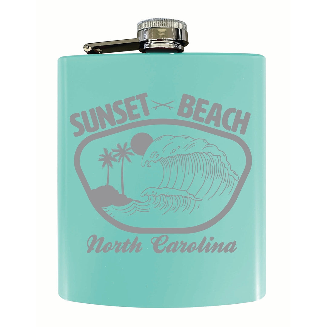 Sunset Beach North Carolina Souvenir 7 oz Engraved Steel Flask Matte Finish Image 1