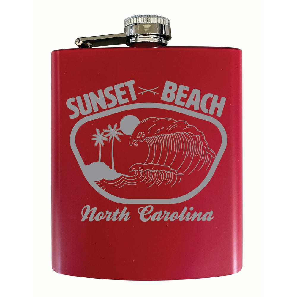 Sunset Beach North Carolina Souvenir 7 oz Engraved Steel Flask Matte Finish Image 2