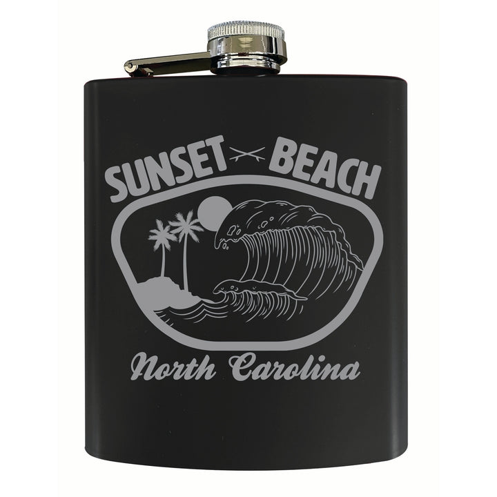 Sunset Beach North Carolina Souvenir 7 oz Engraved Steel Flask Matte Finish Image 3