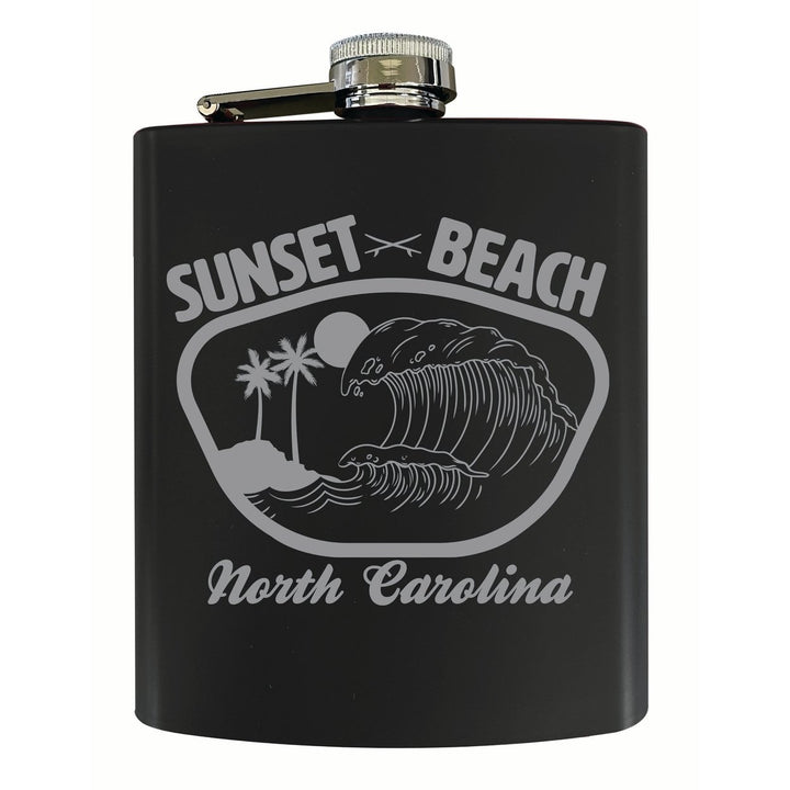 Sunset Beach North Carolina Souvenir 7 oz Engraved Steel Flask Matte Finish Image 1