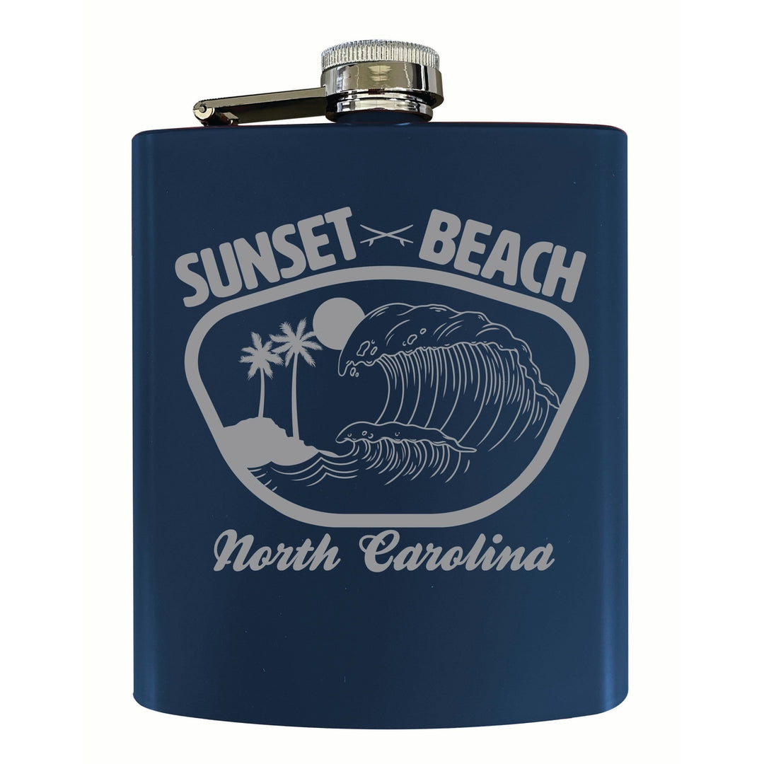 Sunset Beach North Carolina Souvenir 7 oz Engraved Steel Flask Matte Finish Image 4