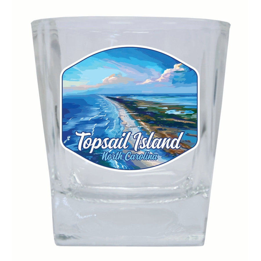 Topsail Island North Carolina Aerial View Design Souvenir 10 oz Whiskey Glass Rocks Glass Image 1